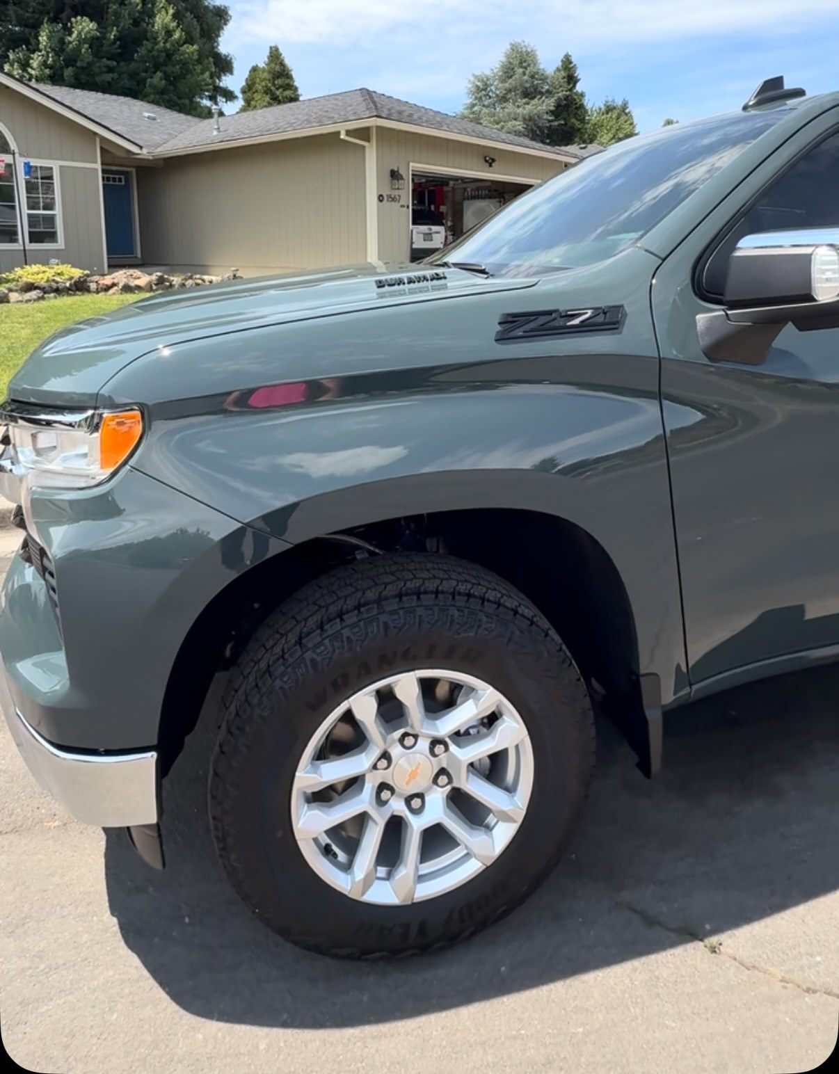 Teal Chevy Silverado with front-end PPF and full ceramic coating